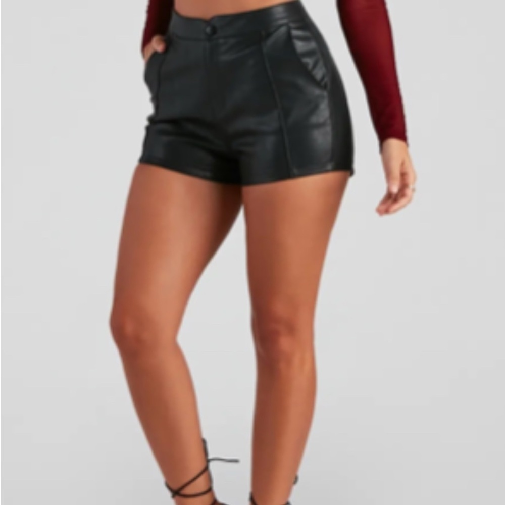 Windsor Black High Waist Leather Shorts (Never Worn)